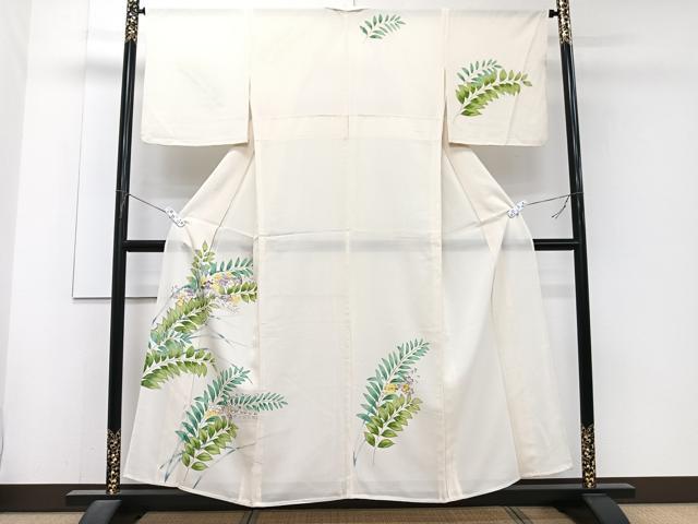 平和屋着物＊夏物　訪問着　絽　枝草花文　金彩　正絹　逸品　CABJ4281xi