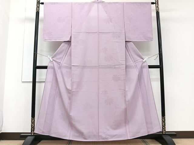 平和屋着物＊夏物　色無地　変わり絽　唐花紋紗　薄葡萄色　正絹　逸品　未使用　CABJ4282xi