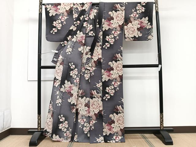 平和屋着物＊夏物　撫松庵　小紋・浴衣兼用　セオアルファ　薔薇　洗える着物　CABJ4287xi