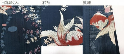 平和屋着物＊夏物　撫松庵　小紋・浴衣兼用　セオアルファ　金魚草文　洗える着物　CABJ4289xi