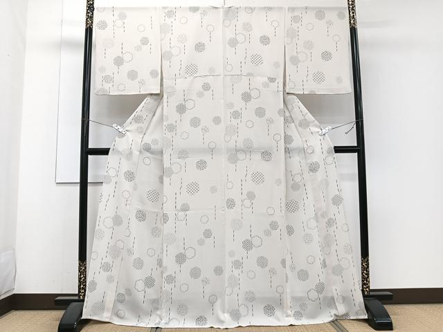 平和屋着物＊夏物　小紋　紗　花丸文　三越扱い　さんび謹製　洗える着物　CABJ4292xi