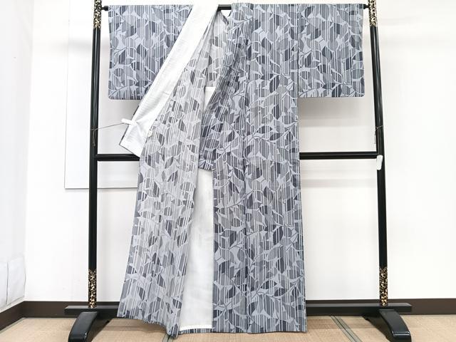 平和屋着物＊夏物　小紋　枝葉文　さんび謹製　洗える着物　CABJ4295xi