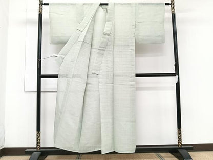 平和屋着物＊夏物　絽紬　色無地　青磁鼠色　CABJ4296xi