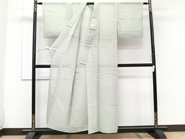 平和屋着物＊夏物　絽紬　色無地　青磁鼠色　CABJ4296xi