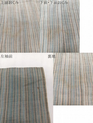 平和屋着物＊夏物　本場小千谷縮　紗　縞　麻　逸品　CABJ4297xi