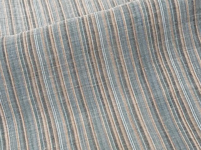 平和屋着物＊夏物　本場小千谷縮　紗　縞　麻　逸品　CABJ4297xi