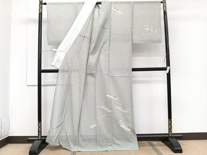 平和屋着物＊夏物　訪問着　紋紗　花筏文　金彩　正絹　逸品　CABJ4298xi