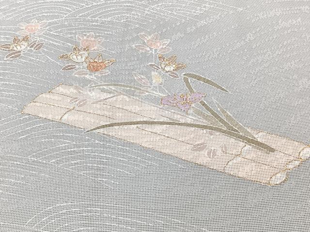 平和屋着物＊夏物　訪問着　紋紗　花筏文　金彩　正絹　逸品　CABJ4298xi