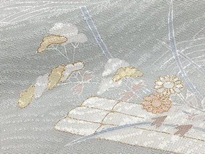 平和屋着物＊夏物　訪問着　紋紗　花筏文　金彩　正絹　逸品　CABJ4298xi