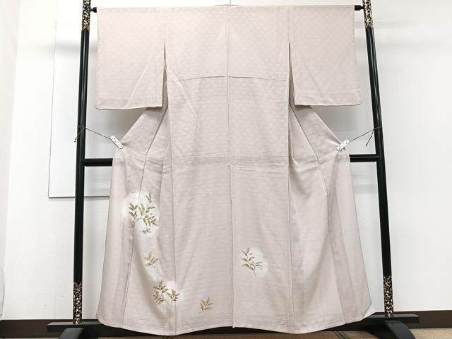 平和屋着物＊夏物　訪問着　市松文絽　草楓文　暈し染め　金彩　正絹　逸品　CABJ4299xi