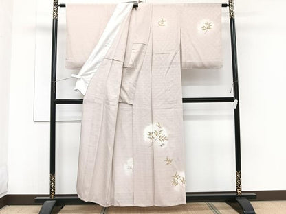平和屋着物＊夏物　訪問着　市松文絽　草楓文　暈し染め　金彩　正絹　逸品　CABJ4299xi