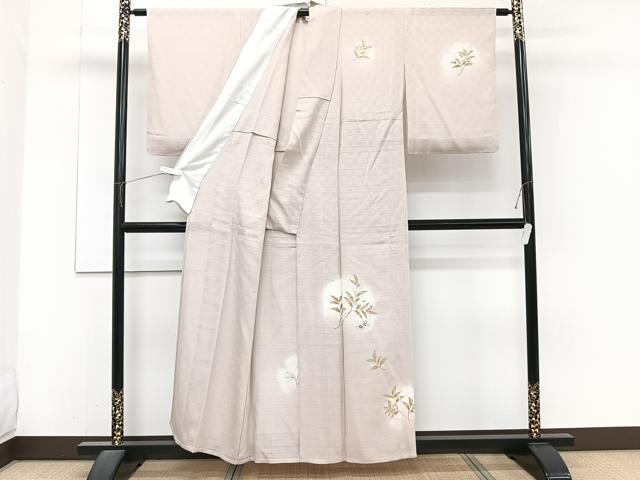 平和屋着物＊夏物　訪問着　市松文絽　草楓文　暈し染め　金彩　正絹　逸品　CABJ4299xi