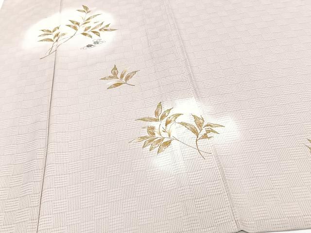 平和屋着物＊夏物　訪問着　市松文絽　草楓文　暈し染め　金彩　正絹　逸品　CABJ4299xi