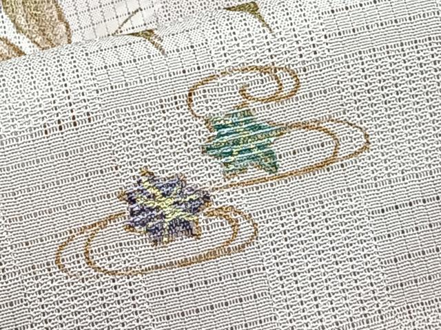 平和屋着物＊夏物　訪問着　市松文絽　草楓文　暈し染め　金彩　正絹　逸品　CABJ4299xi