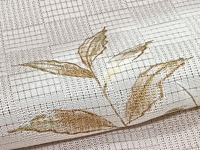 平和屋着物＊夏物　訪問着　市松文絽　草楓文　暈し染め　金彩　正絹　逸品　CABJ4299xi