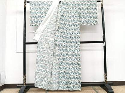 平和屋着物＊夏物　小紋　絽　秀美てぞめびんがた　抽象文　反端付き　正絹　逸品　CABJ4300xi