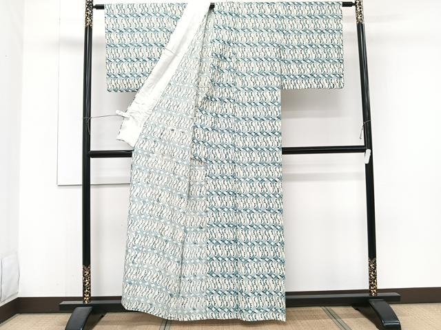 平和屋着物＊夏物　小紋　絽　秀美てぞめびんがた　抽象文　反端付き　正絹　逸品　CABJ4300xi