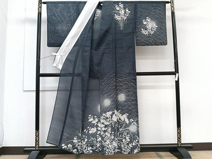 平和屋着物＊夏物　訪問着　紋絽　草花文　蛍ぼかし　正絹　逸品　CABJ4302xi
