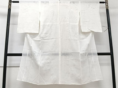 平和屋着物＊夏物　長襦袢　枝花紋紗　白色　麻　逸品　CABJ4305xi