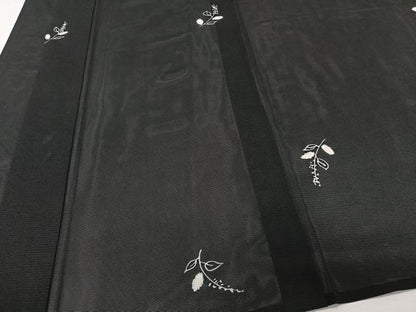 平和屋着物＊夏物　小紋　絽　絞り　草花文　黒地　正絹　逸品　CABJ4311xi