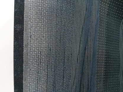 平和屋着物＊夏物　夏結城　100亀甲　亀甲間道　黒地　正絹　逸品　CABJ4312xi