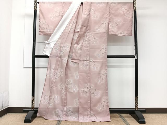 平和屋着物＊夏物　小紋　絽　舞桜文　洗える着物　CABJ4315xi