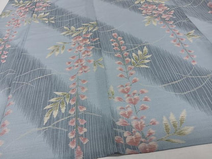 平和屋着物＊夏物　小紋　紗　枝垂れ草花文　洗える着物　CABJ4316xi