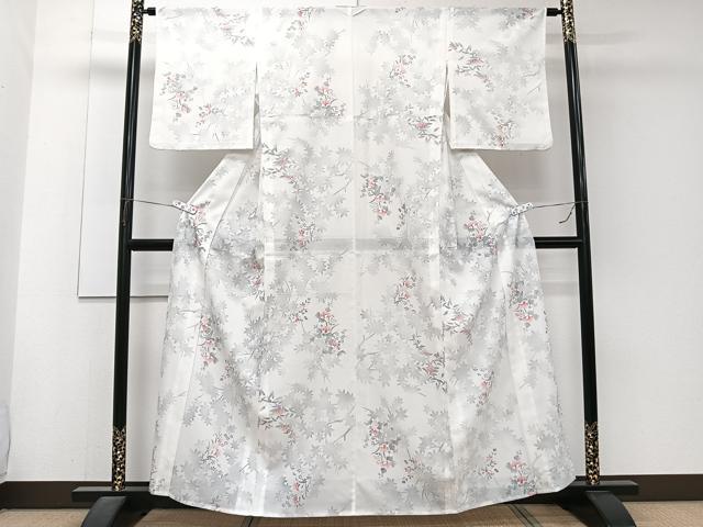 平和屋着物＊夏物　小紋　絽　枝楓花文　洗える着物　CABJ4320xi