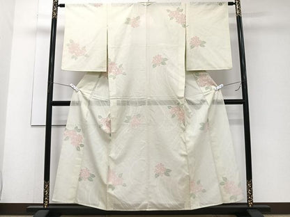 平和屋着物＊夏物　小紋　絽　流水紋紗　草花文　正絹　逸品　CABJ4323xi