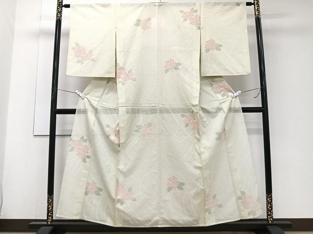 平和屋着物＊夏物　小紋　絽　流水紋紗　草花文　正絹　逸品　CABJ4323xi