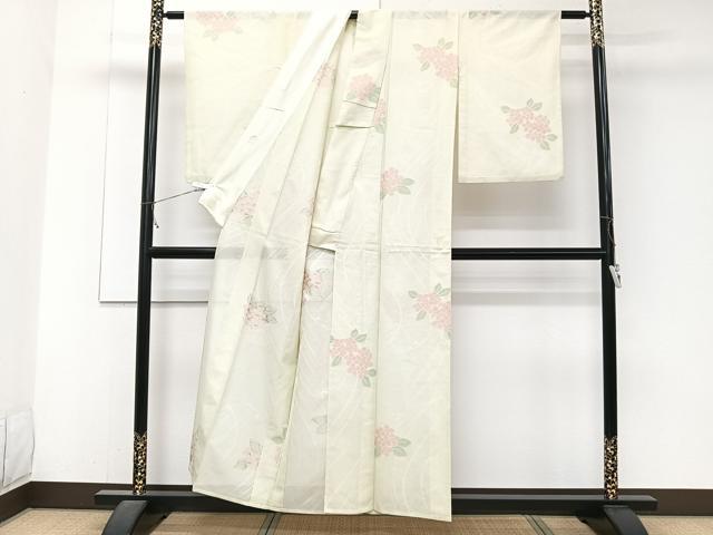 平和屋着物＊夏物　小紋　絽　流水紋紗　草花文　正絹　逸品　CABJ4323xi