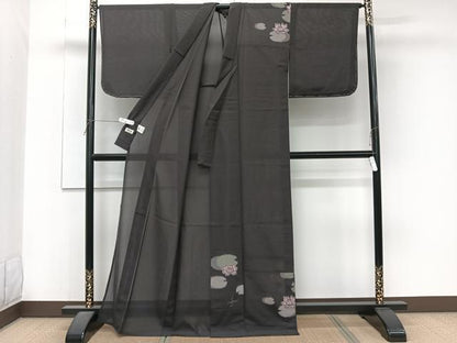 平和屋着物＊夏物　撫松庵　訪問着・浴衣兼用　蓮花文様　アメンボ　洗える着物　CABJ4328xi