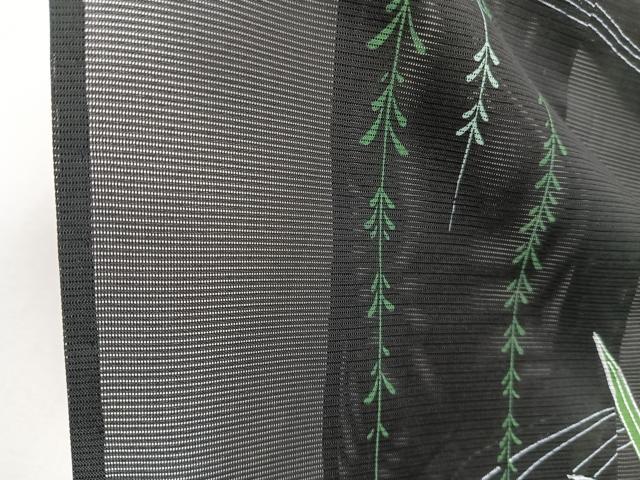 平和屋着物＊夏物　訪問着　絽　流水枝垂れ白鷺文　黒地　銀彩　洗える着物　CABJ4329xi
