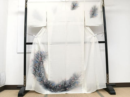 平和屋着物＊夏物　訪問着　絽　手描き　草花文　正絹　逸品　CABJ4336xi