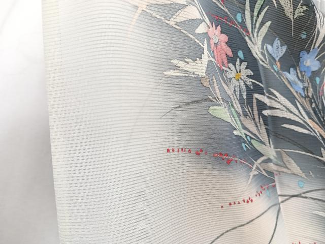 平和屋着物＊夏物　訪問着　絽　手描き　草花文　正絹　逸品　CABJ4336xi