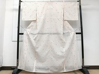 平和屋着物＊夏物　小紋　絽　舞蝶文　洗える着物　CABJ4337xi