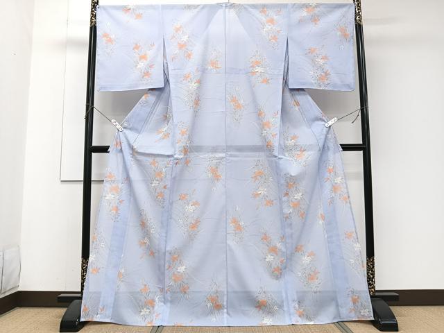 平和屋着物＊夏物　小紋　絽　草花文　洗える着物　未使用　CABJ4343xi