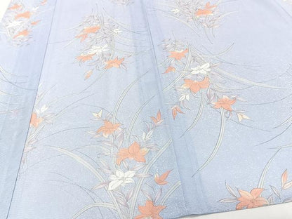 平和屋着物＊夏物　小紋　絽　草花文　洗える着物　未使用　CABJ4343xi