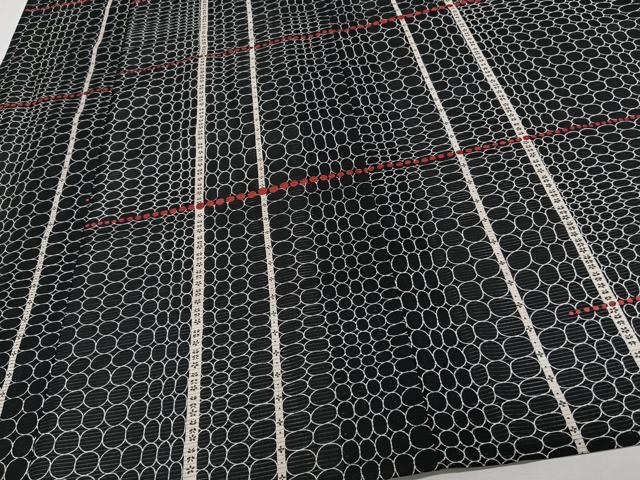 平和屋着物＊夏物　小紋　絽　間道丸文　黒地　洗える着物　CABJ4345xi