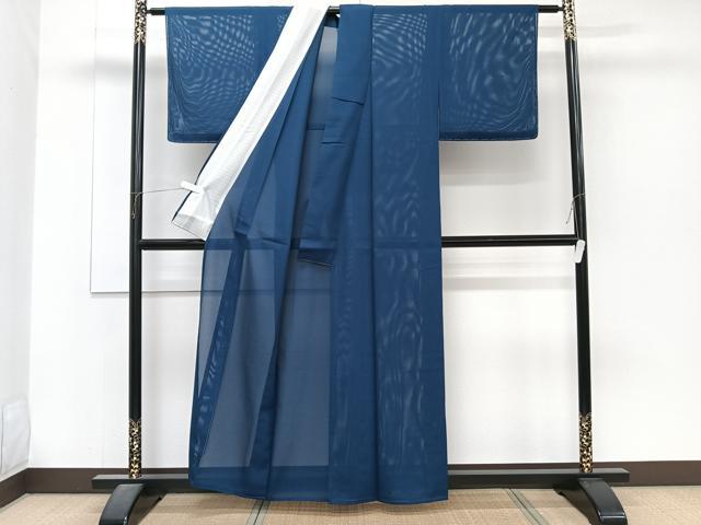 平和屋着物＊夏物　色無地　青藍色　洗える着物　未使用　CABJ4351xi
