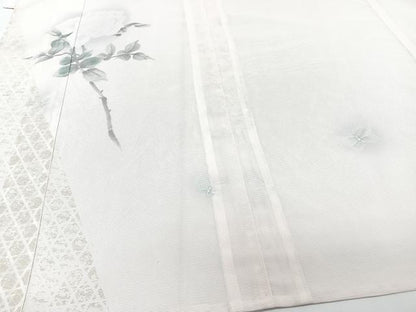 平和屋着物＊夏物　訪問着　絽　手描き　花蝶文　金彩　洗える着物　CABJ4361xi