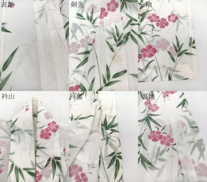 平和屋着物＊夏物　小紋　絽　枝草花文　洗える着物　CABJ4364xi