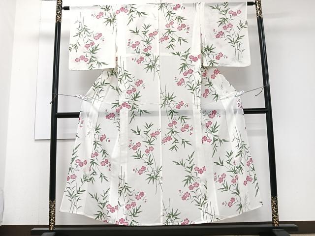 平和屋着物＊夏物　小紋　絽　枝草花文　洗える着物　CABJ4364xi