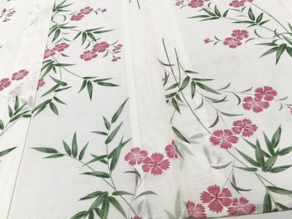 平和屋着物＊夏物　小紋　絽　枝草花文　洗える着物　CABJ4364xi