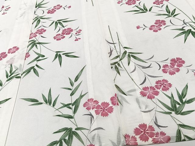 平和屋着物＊夏物　小紋　絽　枝草花文　洗える着物　CABJ4364xi