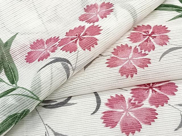 平和屋着物＊夏物　小紋　絽　枝草花文　洗える着物　CABJ4364xi