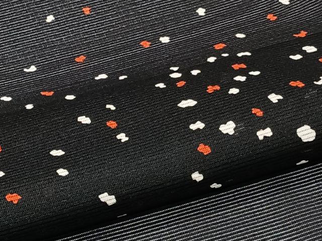 平和屋着物＊夏物　小紋　絽　霞文　黒地　洗える着物　未使用　CABJ4366xi
