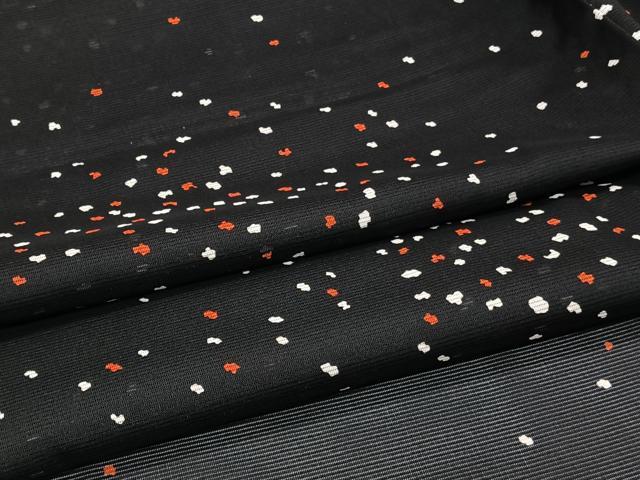 平和屋着物＊夏物　小紋　絽　霞文　黒地　洗える着物　未使用　CABJ4366xi
