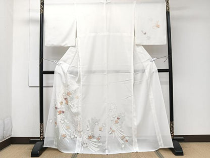 平和屋着物＊夏物　訪問着　絽　束ね橘文　銀彩　洗える着物　CABJ4368xi