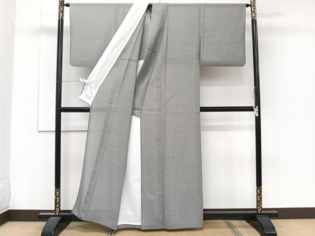 平和屋着物＊洗える最高級着物　＜英＞はなぶさ謹製　夏物　色無地　紗　薄鈍色　洗える着物　CABJ4369xi